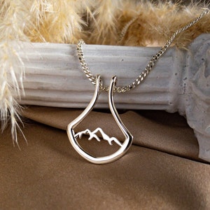 Mountain Ring Holder Necklace Silver, Engagement Ring Carrier For Legacy From Family, Surgeon Gift