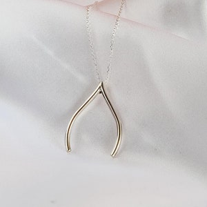 Naszyjnik Wishbone Gold, Hold Wedding Ring Keeper, Wisiorek na szczęście, Delikatna biżuteria, Prezent na Dzień Matki dla pielęgniarki lekarza