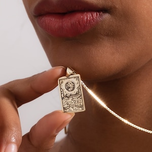 Tarot Halskette, Die Stern-Tarot-Karte Anhänger, Gold Die Sonne Tarot Anhänger