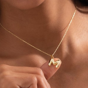 Collar con letra de burbuja, colgante con inicial, dije de globo 3D, regalo para ella