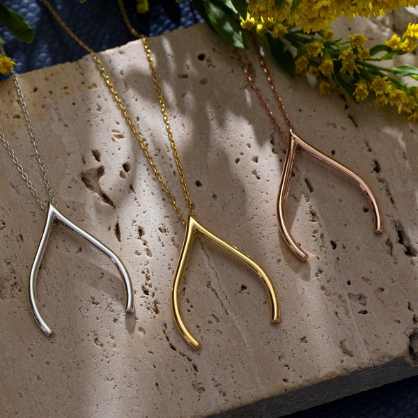 Wishbone Halskette Gold, Halt-Ehering-Halskette, viel Glück Anhänger, zierlicher Schmuck, Muttertagsgeschenk für Doktor Krankenschwester