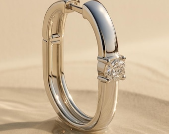 Boucles d'oreilles en or 14 carats avec diamants cultivés en laboratoire, moissanite ronde en or blanc 18 carats