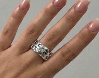 Sterling Silver Oura Ring Cover, Sculptural Openwork Smart Ring Guard Enhancer