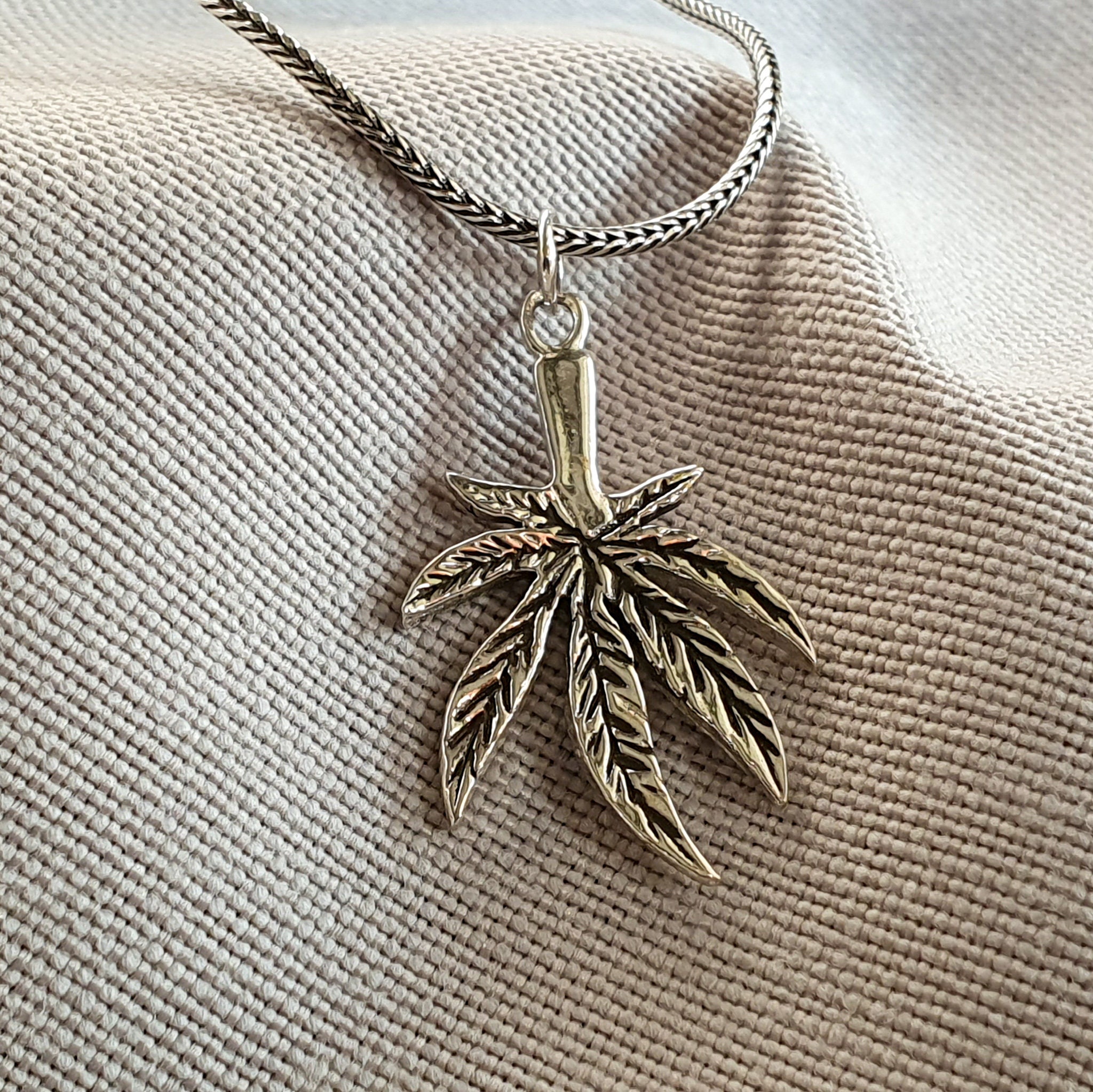 Weed Necklace Silver Marijuana Leaf Pendant Cannabis Jewelry Etsy UK