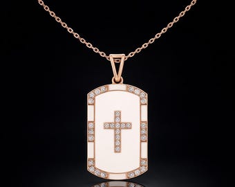 14K Gold Diamond Cross Necklace – Minimalist Christian Pendant