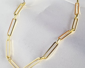 Gold Paperclip Chain Necklace, Everyday Handmade Jewelry Mother's Day Gift For Her Bff