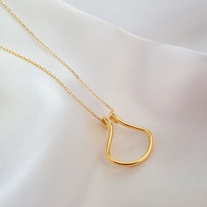 Collar de herradura de plata, colgante para anillo de bodas de mujer, joyería curva, regalo para excursionistas.