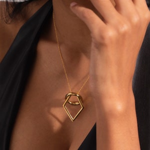 Ringhalter-Halskette geometrisch, Sterlingsilber-Ringhalter, Geschenk für Krankenschwester Bild 3