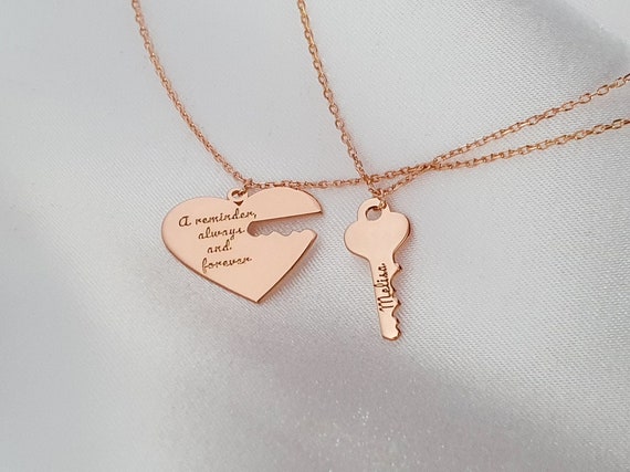 Heart Lock and Key Matching Set Cute Couple Necklaces Matching Necklaces  Gift for Him or Her Key to My Heart Silver Gold Bronze - Etsy