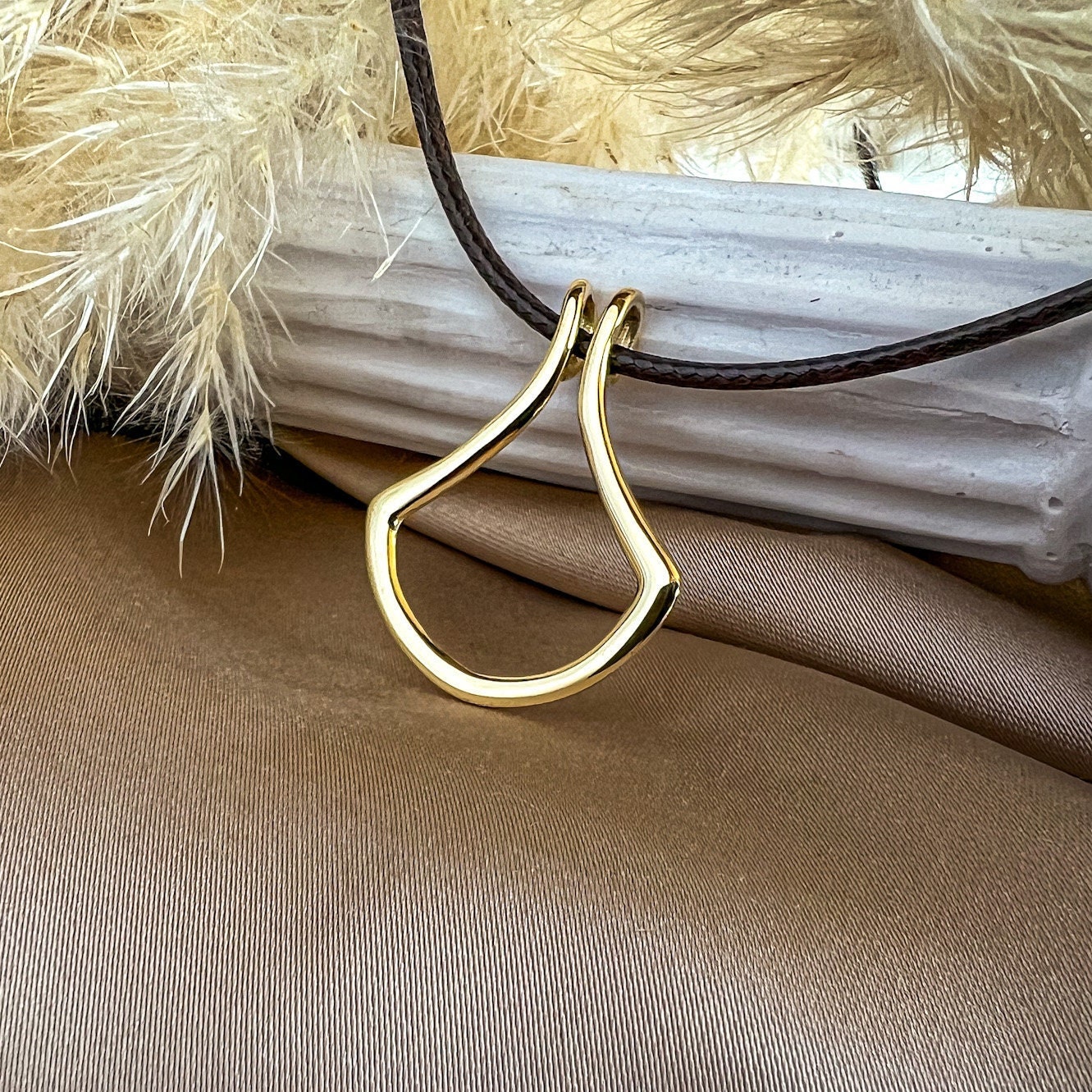 Leather Ring Holder Necklace, Sterling Silver Ring Keeper Pendant