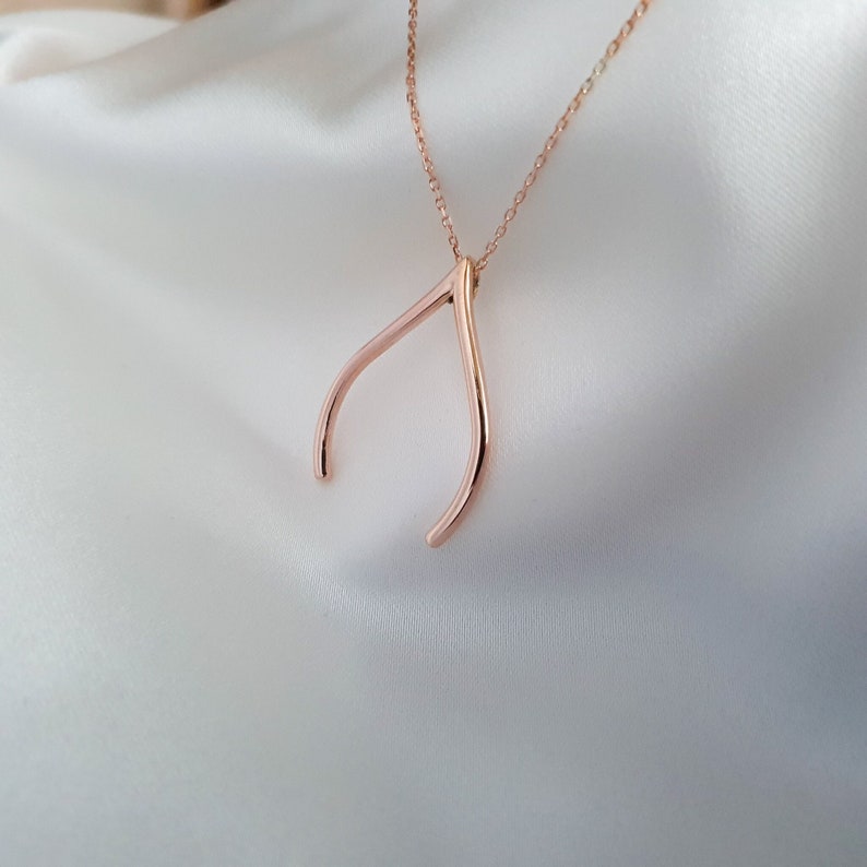 Ring Holder Necklace Gold Wishbone, Silver Engagement Ring Keeper, Good Luck Pendant, Dainty Jewelry, Gift For Doctor Nurse Rose Gold Plated