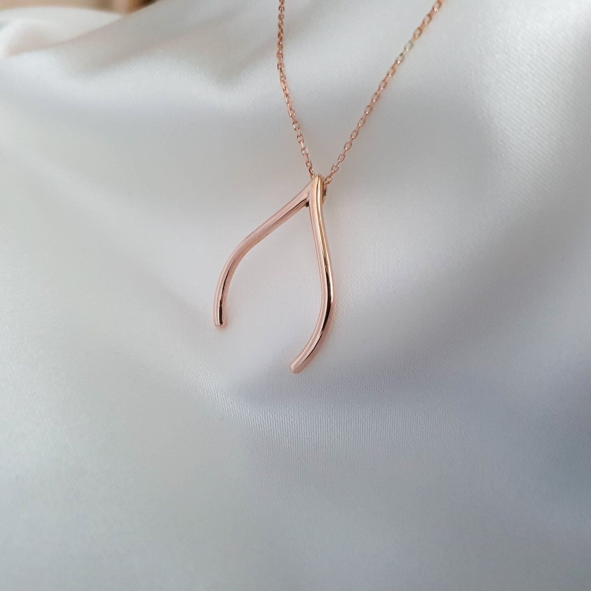 Wishbone Necklace Gold Hold Wedding 