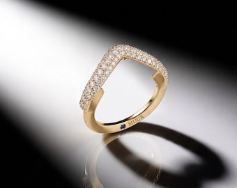 Pavé Arc Oura Jacket Ring, Cover Lab Grown Diamond, Fine Jewelry Tech Shield