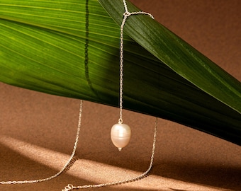 Freshwater Pearl Lariat Necklace: Sterling Silver Y Necklace