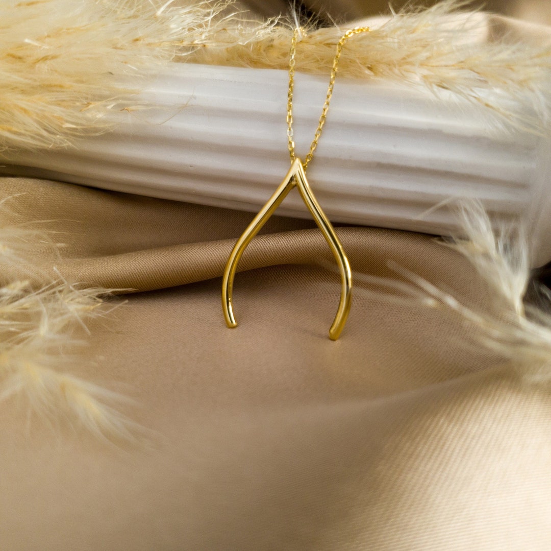 Buy 14k Solid Gold Wishbone Ring Holder Necklace, Wedding Ring Keeper  Pendant, Dainty Jewelry, Gift for Her Doctor Online in India