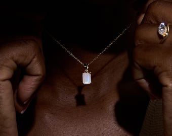 Moon Stone Necklace Sterling Silver, Real Moonstone Pendant, June Birthstone Necklace