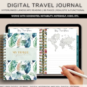 Landscape Digital Notebook with Tabs, Goodnotes Notebook, Travel Planner, Student Notebook, Digital Notebooks, Digital Notes Templates