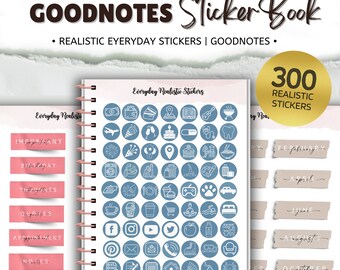 Realistic Everyday Stickers, Torn Paper Stickers, Digital Sticker Book, Goodnotes Stickers, Daily Journal Stickers, Daily Planner Stickers