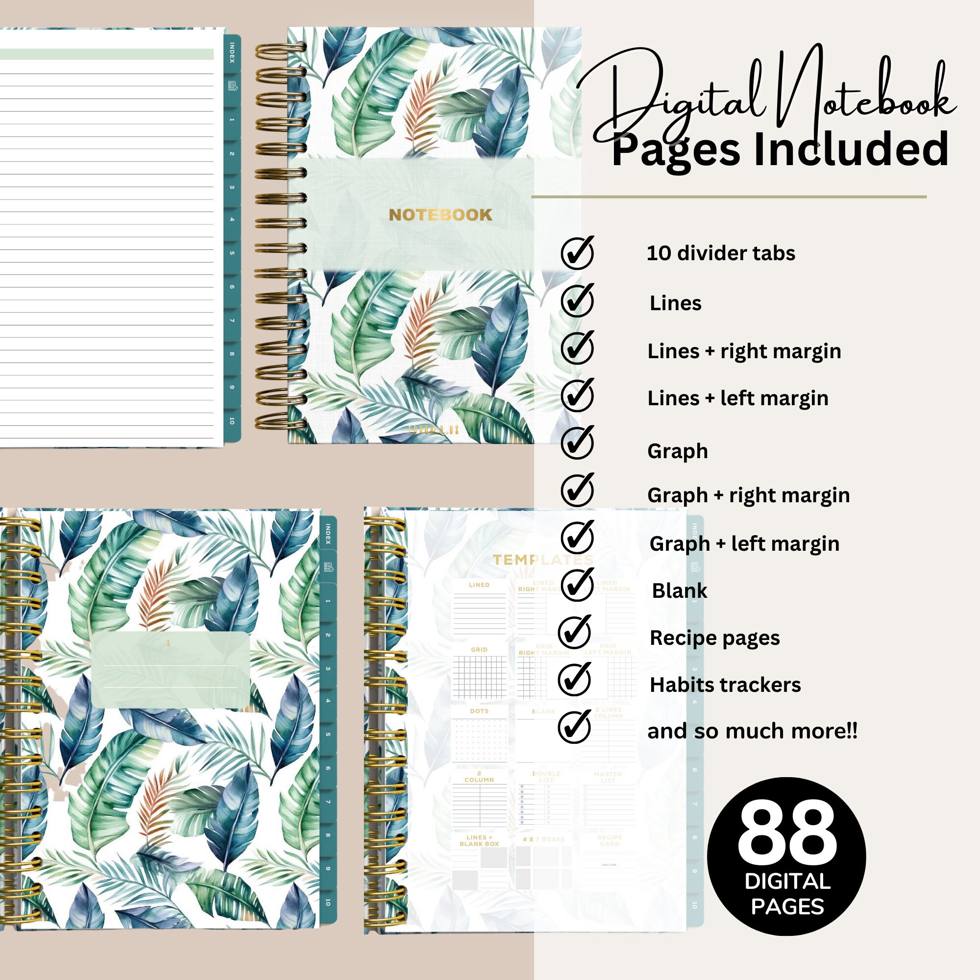 Landscape Digital Notebook With Tabs, Goodnotes Notebook, Travel ...