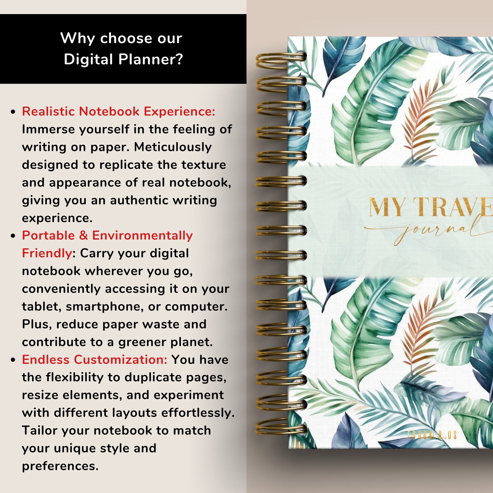 Landscape Digital Notebook With Tabs, Goodnotes Notebook, Travel ...