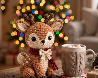 Gehaakte kerstdieren in bosstijl, handgemaakte pluche amigurumi voor de feestdagen, schattige eekhoorn, uil, wasbeer, hert, beer, kerstcadeau