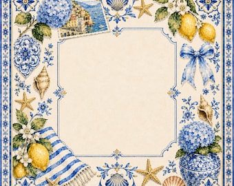 Italiaanse kust Mahjongmat, Amalfi citroen hortensia schelp speelmat