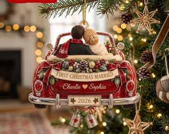 Personalized First Christmas Married Couple Ornament, 3D Acrylic Keepsake (2026)