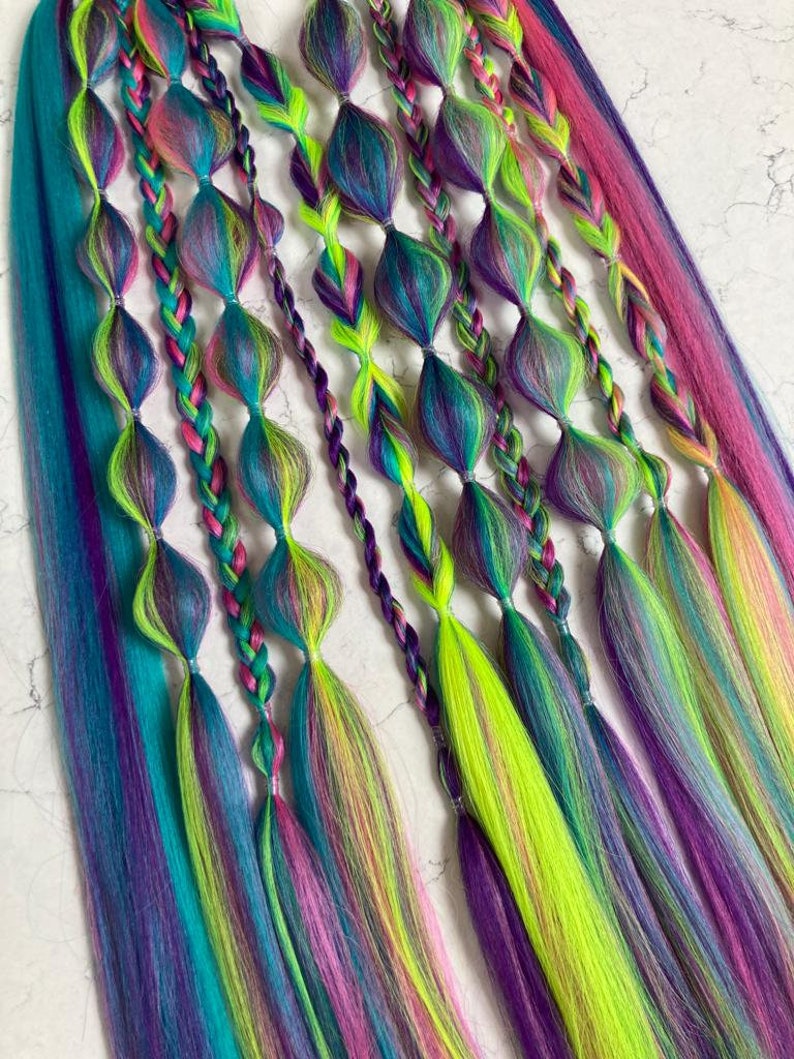 Pair of Colourful Synthetic Ombre Hair Braided Ponytail - Etsy