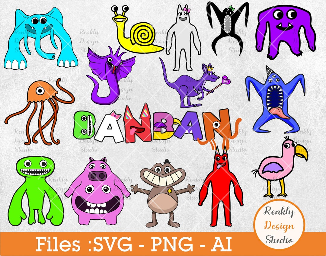 Garten of BanBan SVG/PNG/pdf/jpeg Garden of BanBan NabNab Jumbo Josh/  cutting File, grouped by colors,easy to use, Vector, Birthday, plotter