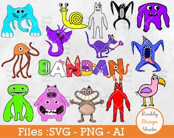 Garten of BanBan SVG/PNG/pdf/jpeg Garden of BanBan NabNab Jumbo Josh/  cutting File, grouped by colors,easy to use, Vector, Birthday, plotter