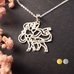Collar de Sylveon • Collar de dibujos animados • Collar con nombre de niño • Regalos para niños • Plata de ley 925