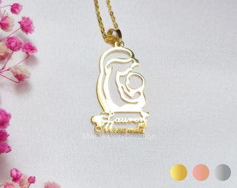 Mom Necklace • Name Necklace • Mother And Child Necklace • Mothers Day Gift • 925 Sterling Silver • 18K Gold & Rose Gold Plated