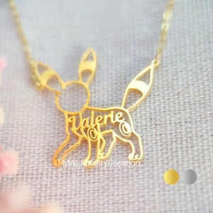 Umbreon Necklace • Eeveelution • Cartoon Necklace • Gifts For Kids • Child Name Necklace • 925 Sterling Silver • 18K Gold Plated
