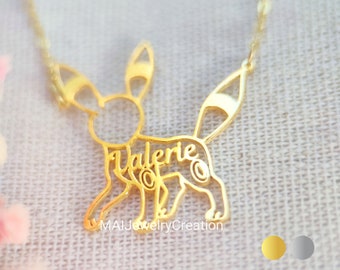 Umbreon Necklace • Eeveelution • Cartoon Necklace • Gifts For Kids • Child Name Necklace • 925 Sterling Silver • 18K Gold Plated