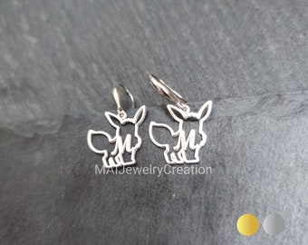 Eevee Earrings • Initial Letter Earrings • Drop Earrings • Cute Eevee • Kids Earrings • Gift For Kids • 925 Sterling Silver