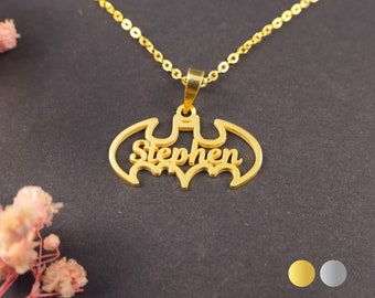 Bat Hero Necklace • Child Name Necklace • Kids Necklace • Gifts For Kids