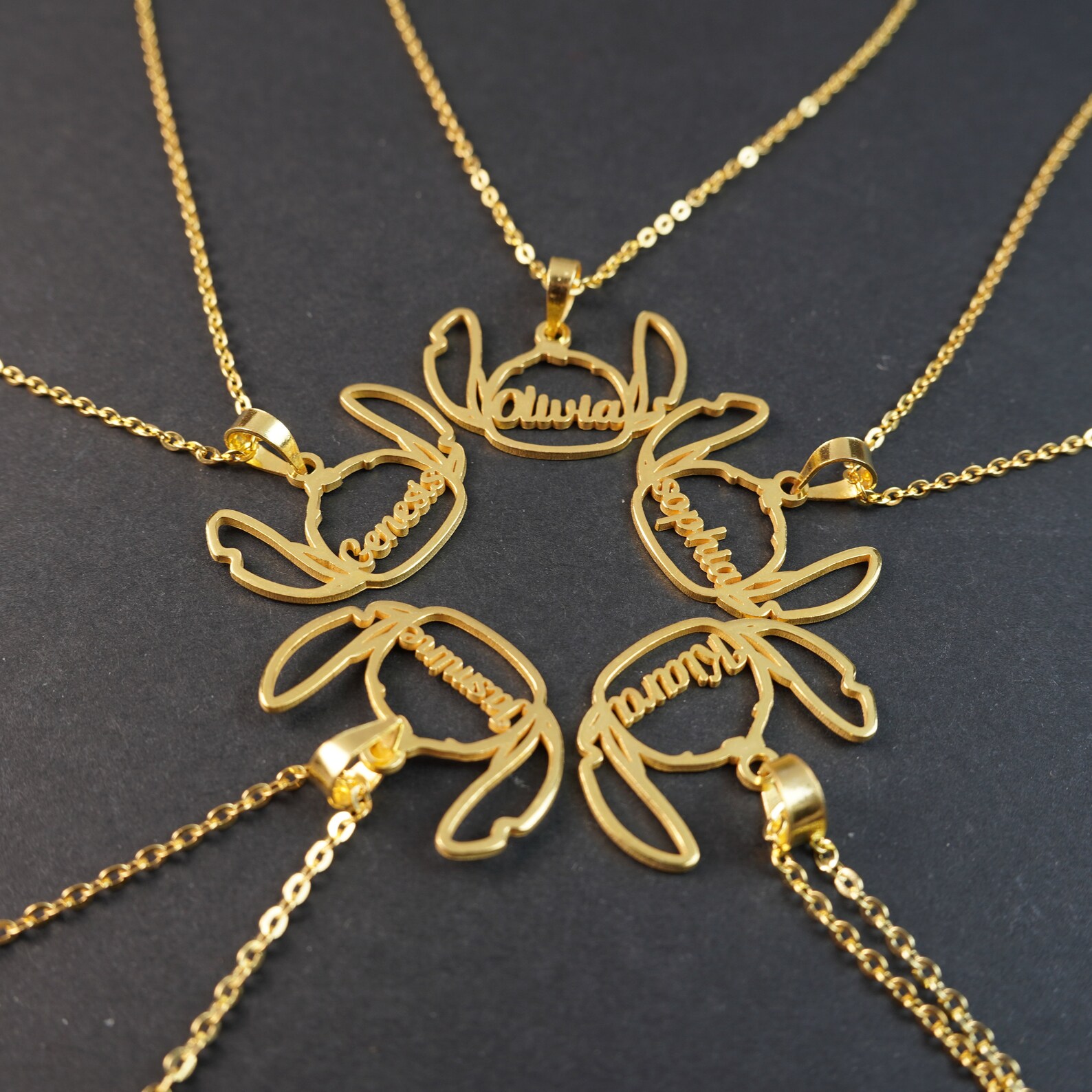 Stitch Necklace Cartoon Necklace Child Name Necklace Etsy