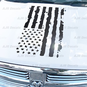 USA American Flag Decals Fits Dodge Front Hood Truck Sticker Vinyl  in 6 colors (1 piece).