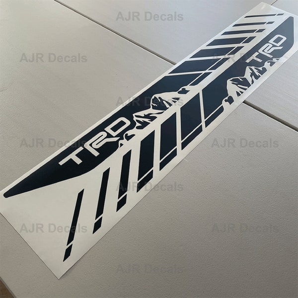 TRD Racing Development Decals  with Rocky Mountain Fits Toyota Tacoma Tundra  Bedside Truck Sticker Vinyl  in 6 colors (2  pieces).