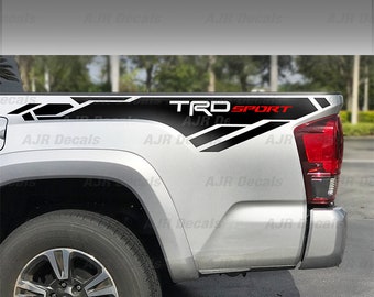 TRD Racing Development Sport Decals Fits Toyota Tacoma Tundra Bedside Truck Sticker Vinyl in 5 colors (2 pieces).