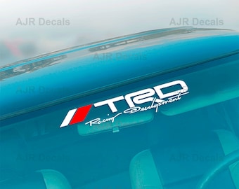 TRD Racing Development Decal Fits Toyota Tacoma Tundra Windshield Truck Sticker Vinyl  in 2 colors Silver Metallic and Gloss White 1 piece.
