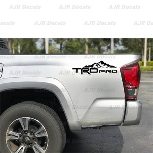 TRD Pro Rocky Mountains Decals Fits Toyota Tacoma Tundra Truck Bedside Sticker Vinyl in 6 colors (2  pieces).