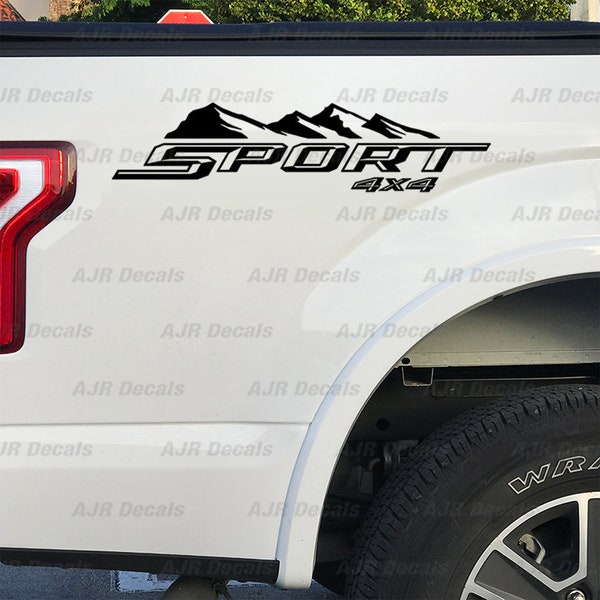 Sport 4x4 Rocky Mountain Decals Fits Ford Bedside Truck Sticker Vinyl  in 6 colors (2  pieces).