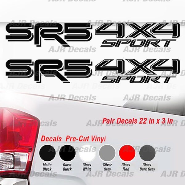 SR5 4x4 Sport Decals Fits Toyota Tacoma Tundra  Bedside Truck Sticker Vinyl  in 6 colors (2  pieces).