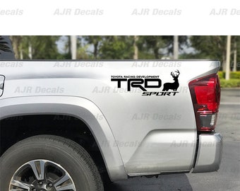 TRD Sport Deer Racing Development Decals Fits Toyota Tacoma Tundra  Bedside Truck Sticker Vinyl  in 6 colors (2  pieces).