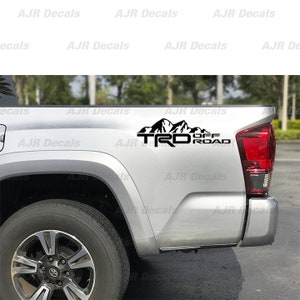 TRD Off Road Rocky Mountain 2 Decals Fits Toyota Tacoma Tundra Truck Bedside Sticker Vinyl in 6 colors (2  pieces).