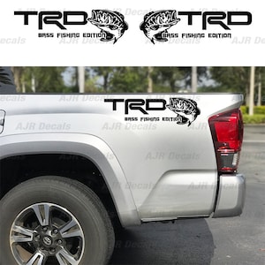 TRD  Bass Fishing Racing Development Decals Fits Toyota Tacoma Tundra  Bedside Truck Sticker Vinyl  in 6 colors (2  pieces).