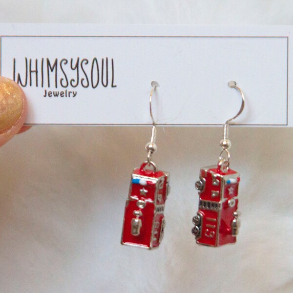 Fire Truck Earrings.. First Responder Earrings.. Dangle Earrings.. Red Truck Earrings.. Teen Earrings..