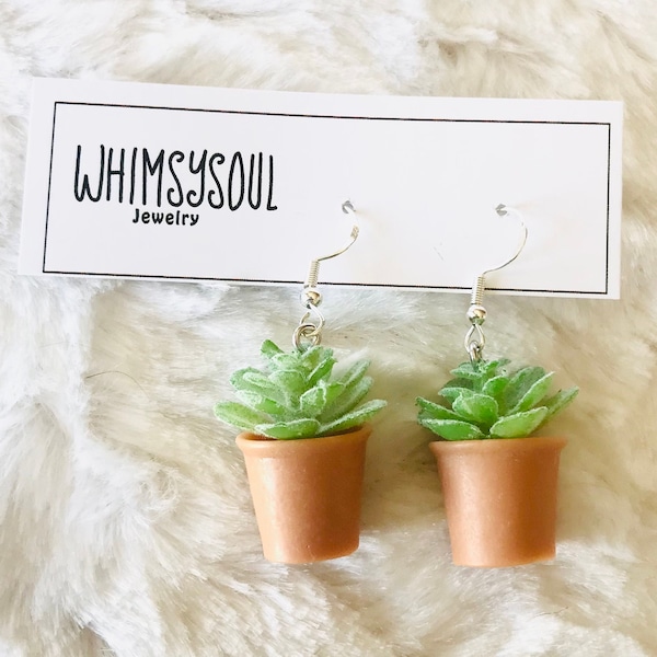 Plant Earrings.. Potted Plant Dangle Earrings.. Plant Lady..  Plant Lover Earrings.. Plant Nursery.. Succulent.. Horticulturist..