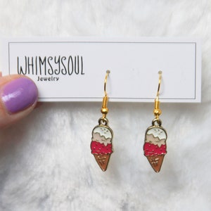 Ice Cream Earrings.. Treat.. Dangle Earrings.. Food Earrings..  Fun Earrings.. Teen Earrings
